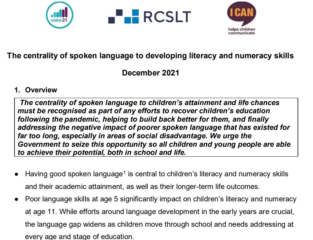 With <a href="/RishiSunak/">Rishi Sunak</a> <a href="/10DowningStreet/">UK Prime Minister</a> due to speak about the importance of #Maths later a reminder from <a href="/RCSLT/">RCSLT 💙</a>, <a href="/SpeechAndLangUK/">Speech and Language UK</a> &amp; <a href="/voice21oracy/">Voice 21 Oracy</a>'s briefing about the links between spoken language and communication and #Numeracy ▶️ bit.ly/3icX856