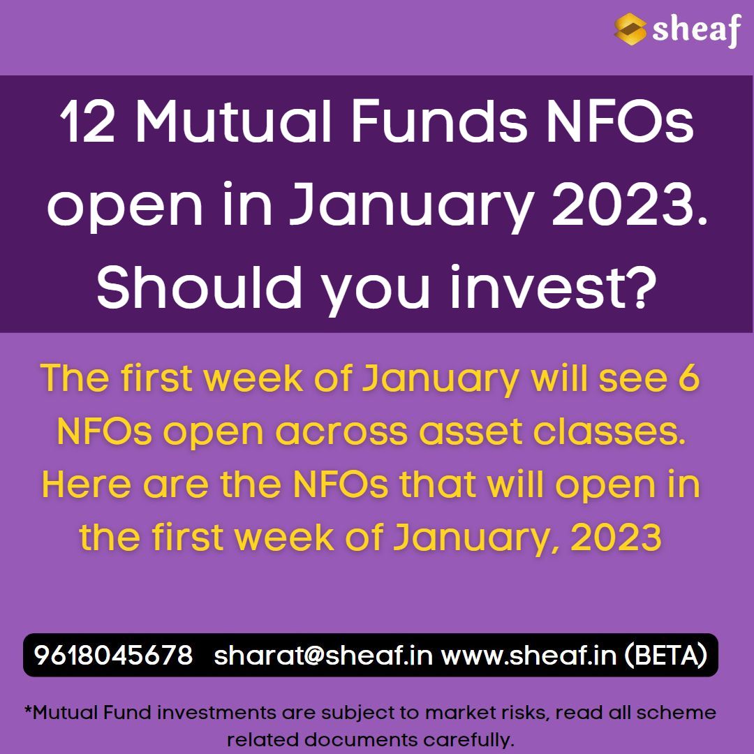 mytrunkbox's tweet photo. Should you invest in Mutual Funds? Here are 12 Mutual funds NFOs open in January 2023.
We are happy to assist you.
#STP #SWP #SIP #fundManagement #wealthcreation #wealthbuilding #wealthmanagement #MutualFundsSahiHai  #mutualfunds #liquidity #liquiditymanagement #sheaf #sheaftalks https://t.co/JUUctsAqCk