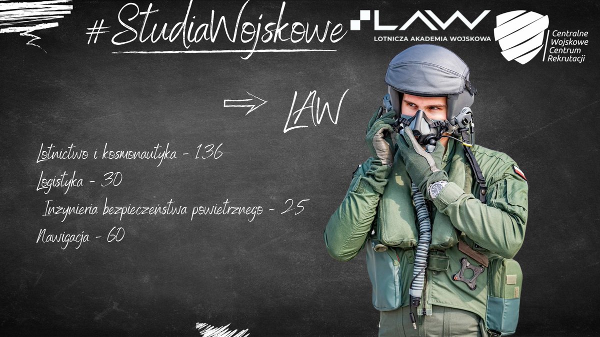 WCRWloclawek's tweet photo. 📣📣#Kierunki #StudiaWojskowe
Poznaj limit przyjęć na studia na określonym kierunku w Lotnicza Akademia Wojskowa 👀👇
🔸🔹🔸🔹
#DołączDoNas na 📲https://t.co/fpZDnoz0nC
#WojskoPolskie #JesteśmyTwojąArmią https://t.co/uo59vbPG8m