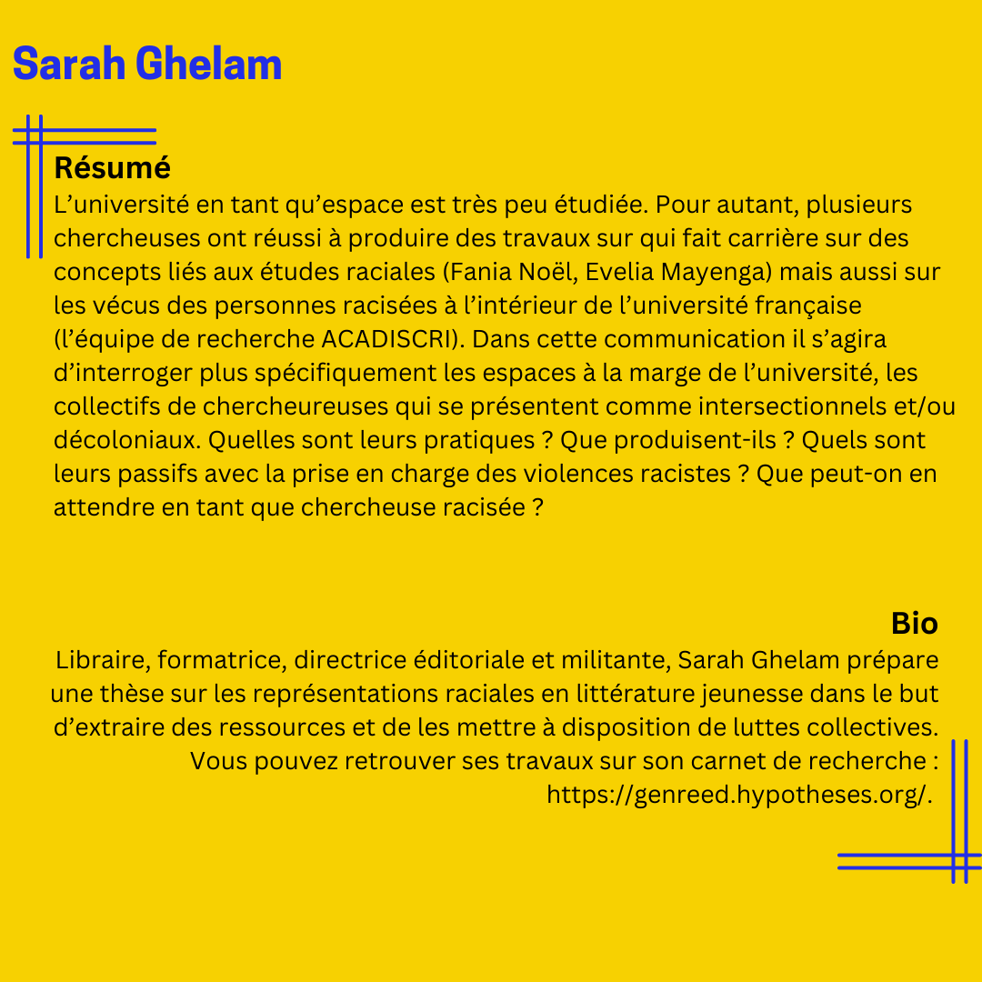 SeminaireGRASS's tweet photo. 📢Prochaine séance Séminaire GRASS le 13/01 sur Zoom! "L'université peut-elle être un espace de luttes politiques?" Avec @ValyCherche, @Sarah_Ghey, et @FaniaMakaya. ➡️Inscription: https://t.co/DWjzIPdbys
16h30-18h30 (Paris) / 11h30 - 13h30 (Fort-de-France) / 10h30 - 12h30 (NY) https://t.co/CEmRdb1gAy