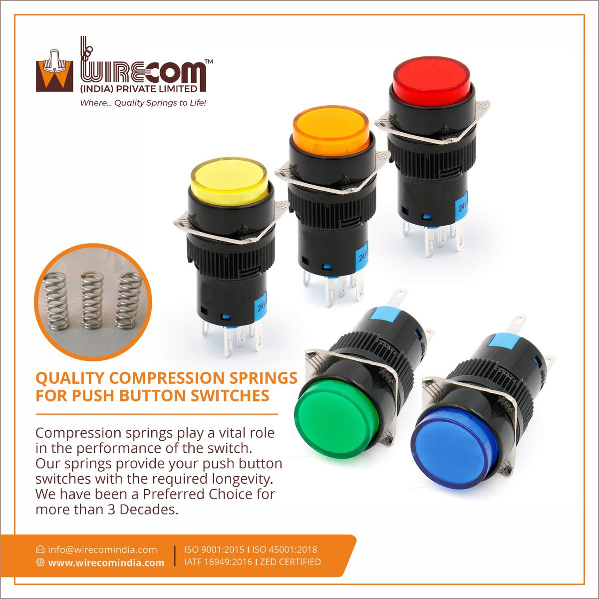 WirecomIndia's tweet image. For more than 3 decades, #WirecomIndia is the preferred choice for the Quality #CompressionSprings for #PushButtonSwitches which play a vital role in the performance of the switch. Also manufacture and export quality Compression Springs to Push Button Switch.

#pushbutton #switch