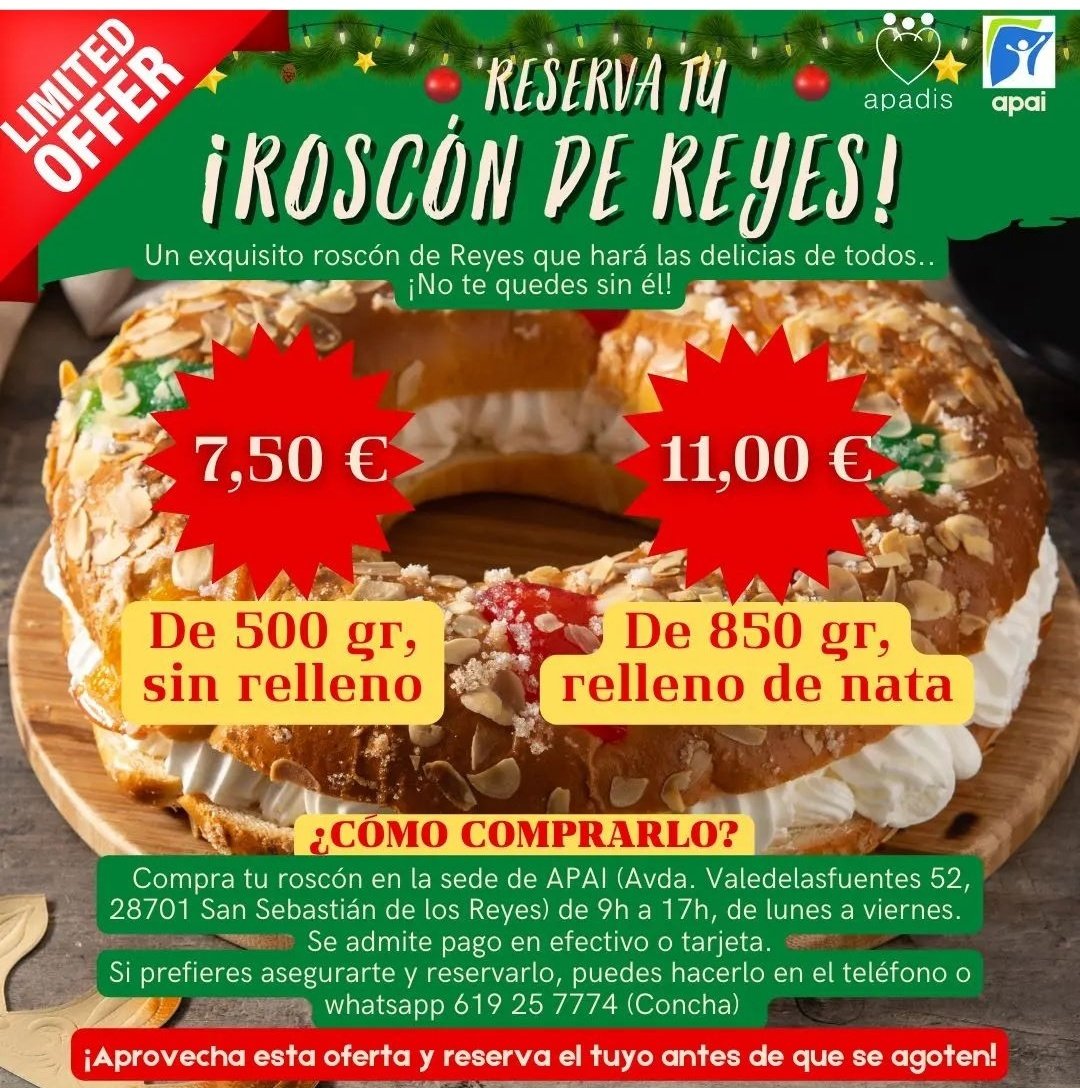 maricholecita's tweet image. Estos Reyes en casa comeremos el Roscón del Obrador de pastelería de la Fundación APAI en #Sanse. Muy rico y solidario!  #inclusion #apai @APADISASOC