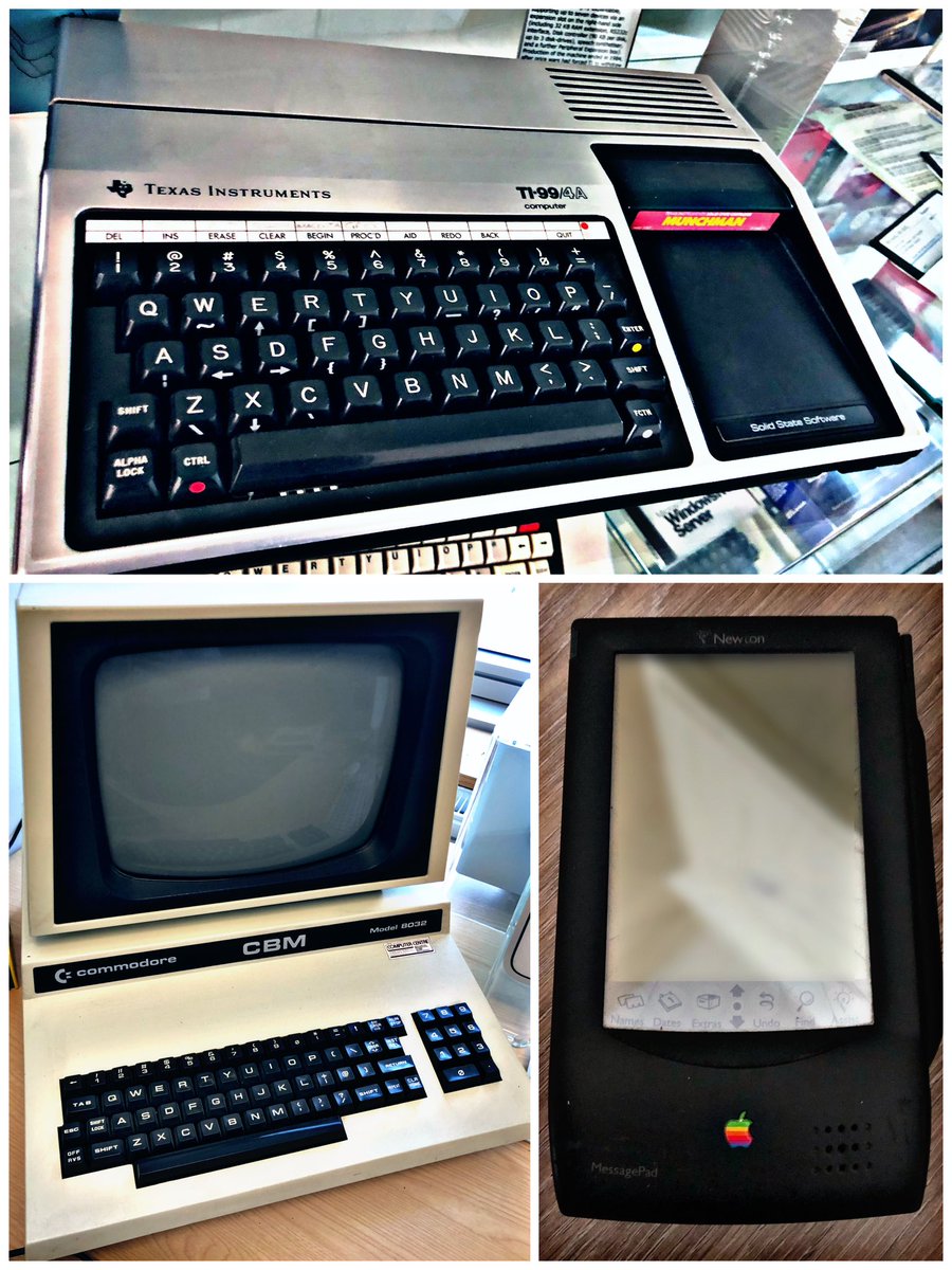 SWRetroComp's tweet photo. Today’s #RetroTrio offers you the #Commodore #CBM8032, #Newton #MessagePad and #TI994A. Which will you keep, gift to a friend and delete forever? #RetroComputing #ComputerHistory #RetroGaming #VideoGames https://t.co/9mwLx8w5yY