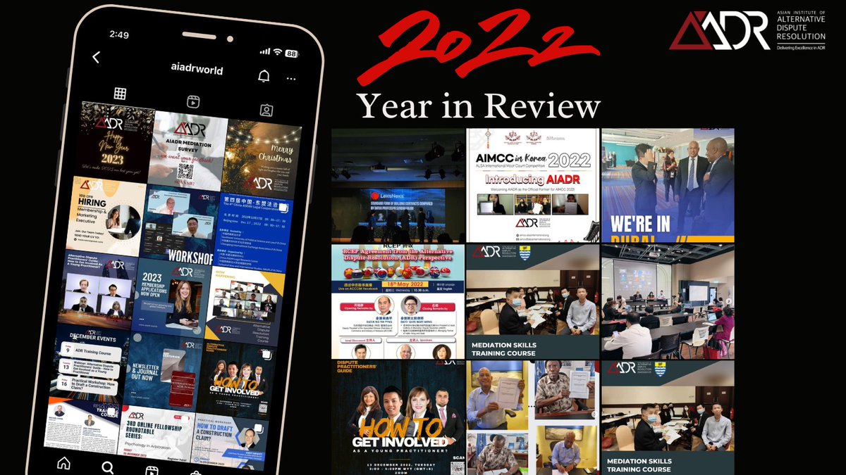 2022 would not have been possible without you! Thank you to our members, fellows, and partners for your support last year. <a href="/AIADRWorld/">Asian Institute of Alternative Dispute Resolution</a> has many exciting activities planned for the coming year, so stay tuned and follow us on all our social media channels.