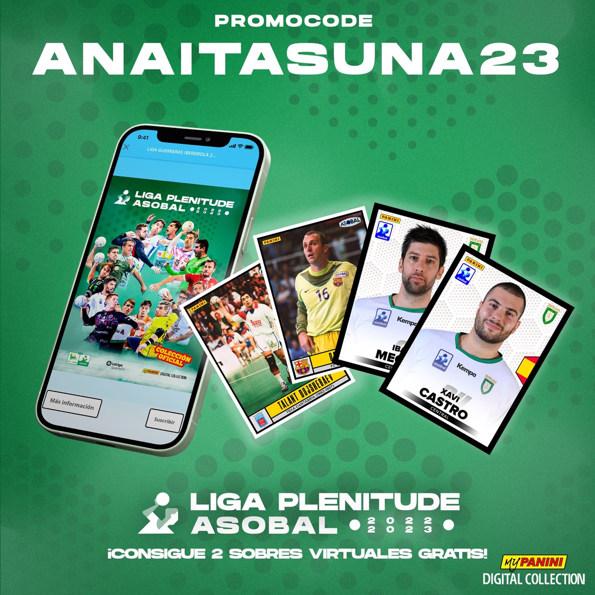 🤾‍♂️ ¿Ya te has hecho con todos los cromos de nuestros #Gigantes ⚪️🟢 de <a href="/paninicromos/">Panini Cromos</a>?

📱 Para ayudarte a terminar la colección 𝐌𝐲 𝐏𝐚𝐧𝐢𝐧𝐢 𝐀𝐒𝐎𝐁𝐀𝐋, aquí tienes un código con un regalo de 2⃣ sobres.

#GoraAnaita