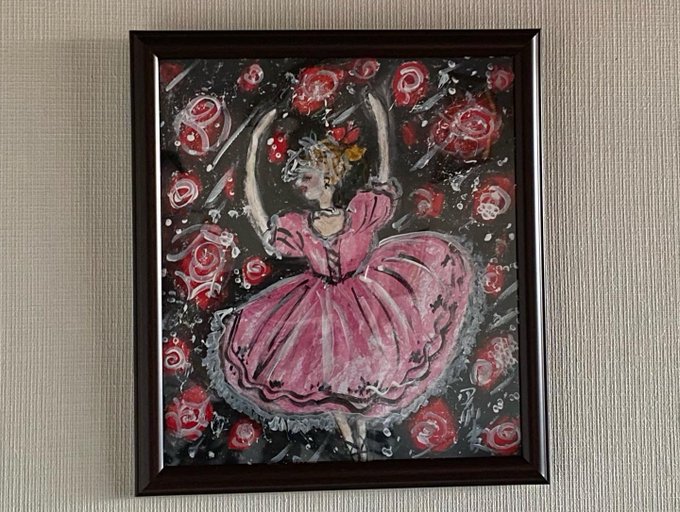 絵画 。壁掛け絵【神聖なヨーロッパの荘園でバラの花を楽しむ少女と