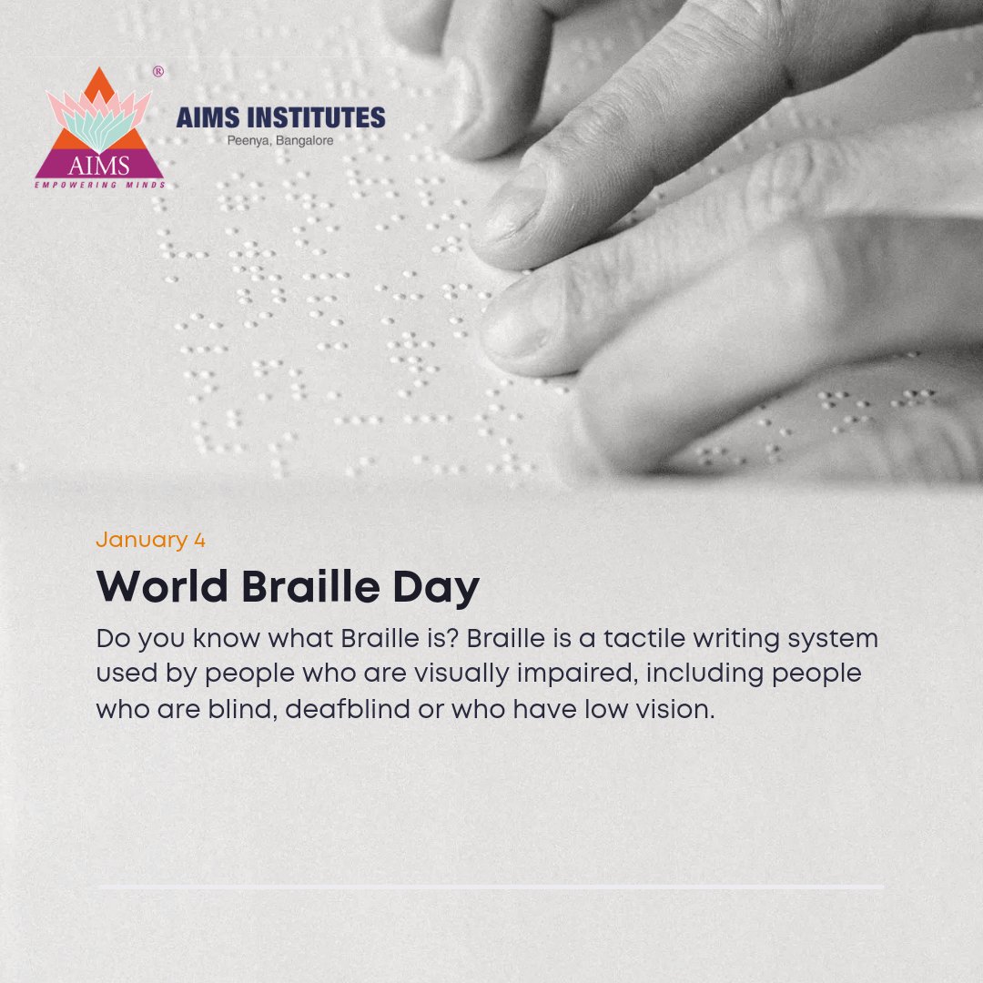 AIMSinstitutes's tweet image. To commemote the birth of Louis Braille, who invented Braille, it is celebrated on January 4.
#pleasetouch #who #spreadingawareness #monthlyawarenessproject #saksham #bhfyp #awareness #skate #achievements #buidconferences #buidawareness #icesr #happynewyear #buildundergraduates
