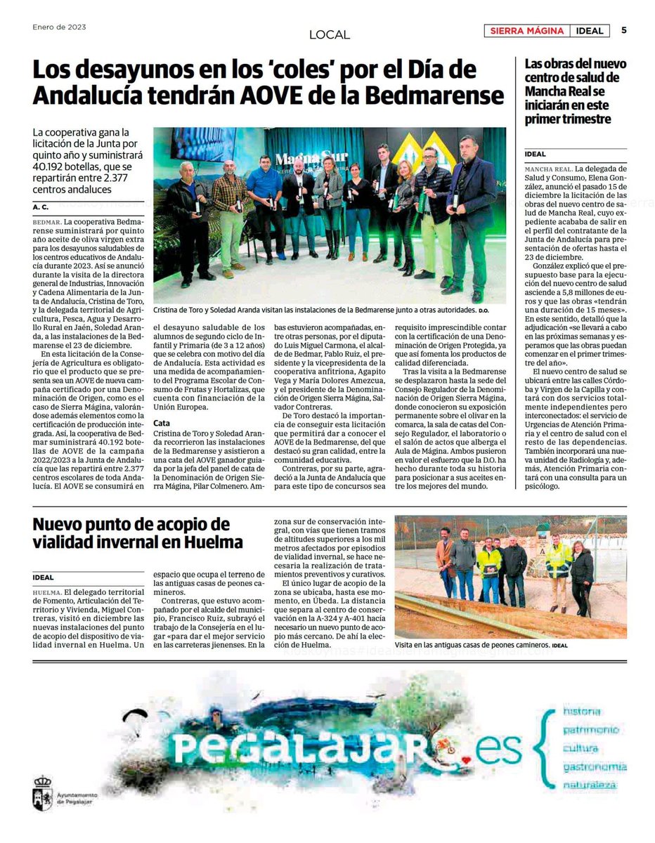 Noticias de los #aove de Sierra Mágina en el diario <a href="/ideal_jaen/">ideal_jaen</a> de nuestra comarca gracias a <a href="/Ascen_Cubillo/">Ascen Cubillo</a> 
Con los 🏆 Jaén Selección y el aceite seleccionado por <a href="/AgriculturAnd/">Consejería AgriPesca</a> para los desayunos escolares andaluces en 2023