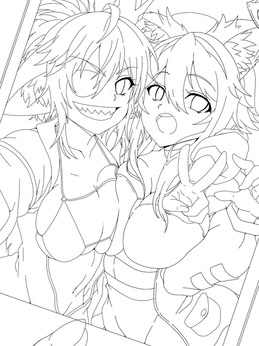 線画。

可愛く描けてると思うけれど、締め切り間に合うかなあ💦‼️ 