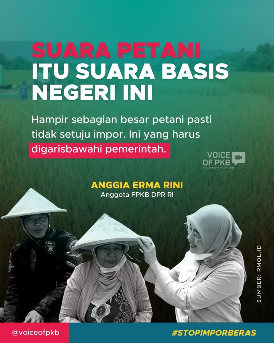 7. Suara petani harus di dengar

#PKBTolakImporBeras 
#GusMuhaimin