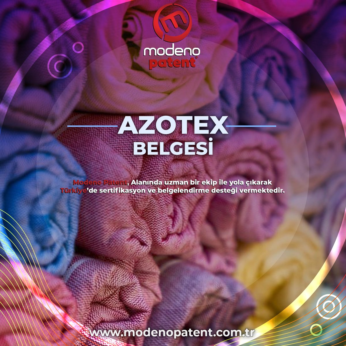 AZOTEX Belgesi hakkında detaylı bilgiye ulaşabileceğiniz tek adres: 

modenopatent.com.tr/hizmetler/azot…

#azotex #tekstil #ekotekstil #tekstilbelgesi #belgelendirme #ürünbelgesi