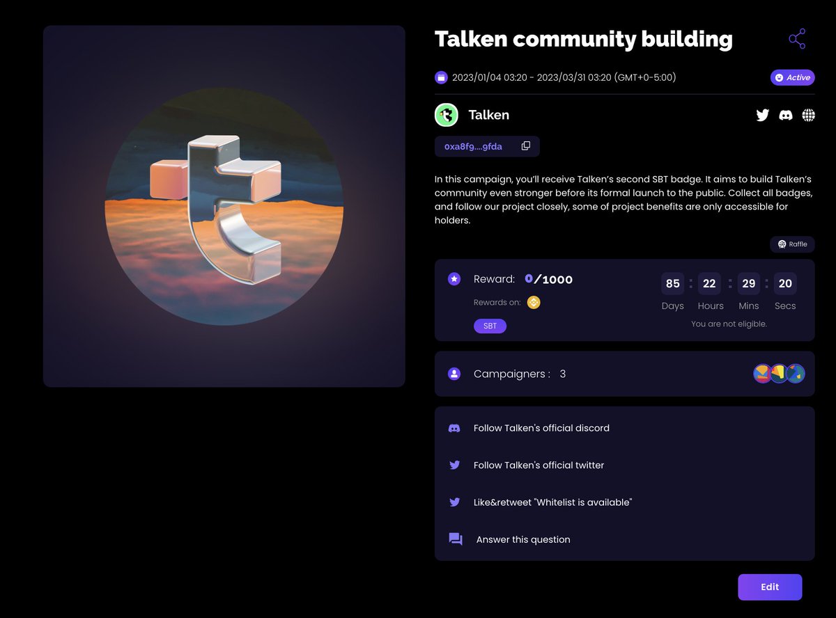 We launched our second community #OAT campaign on @Trantor,  this time Raffle to win 1000 #SBT.  #web3 #talk2earn