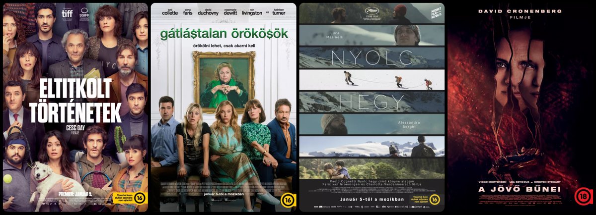 artmozi's tweet photo. Holnapi premiereink:
- Gátlástalan örökösök (angol vígjáték)
- A jövő bűnei (kanadai sci-fi dráma, horror)
- Nyolc hegy (olasz dráma)
- Eltitkolt történetek (spanyol vígjáték) https://t.co/ujVenV4dTx