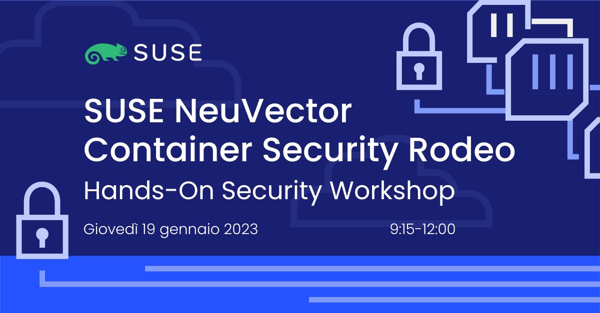 Quali sono gli strumenti giusti da utilizzare per pianificare una strategia di sicurezza efficace e all'avanguardia? 

Partecipa al nostro workshop pratico dedicato alla #containersecurity il prossimo 19 gennaio, registrati qui: okt.to/afWjHP