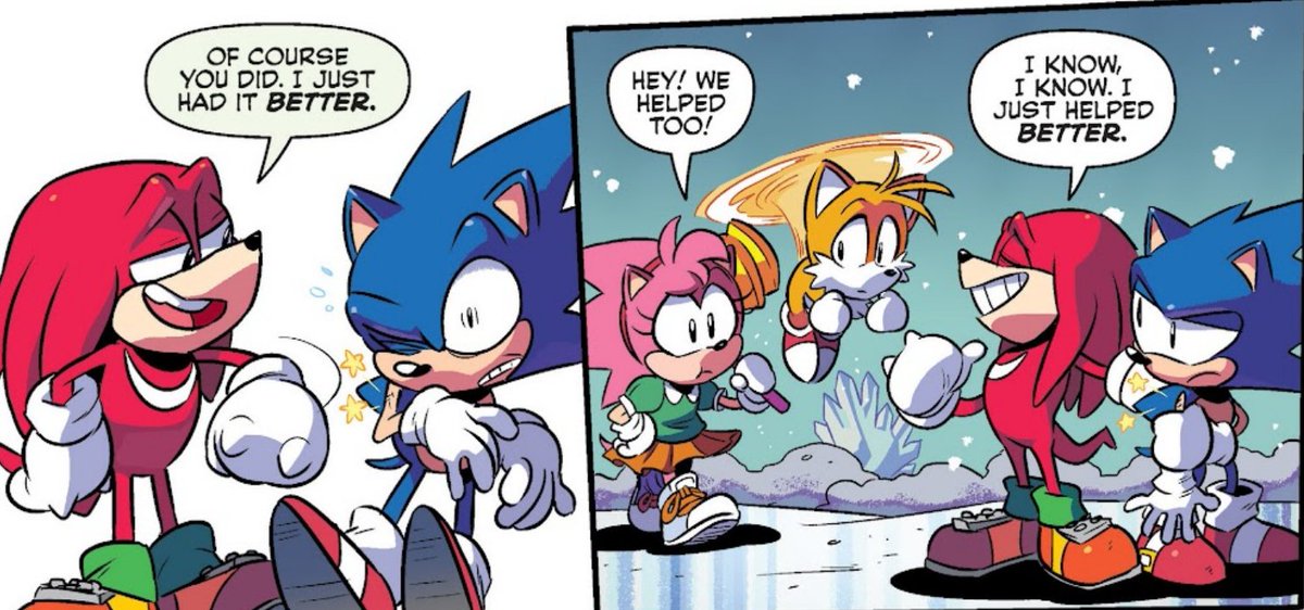 Amy Rose seems to be the only character in the main Sonic the Hedgehog cast who can handle a casual punch from Knuckles. 