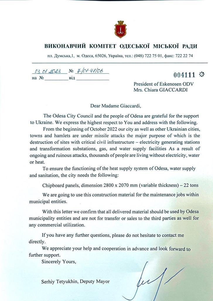Lettera da #Odessa
Possiamo organizzare un’altra raccolta, con l’aiuto di tutti
eskenosen@eskenosen.org; eskenosen.org