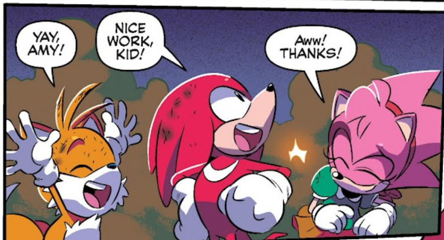 Amy Rose seems to be the only character in the main Sonic the Hedgehog cast who can handle a casual punch from Knuckles. 