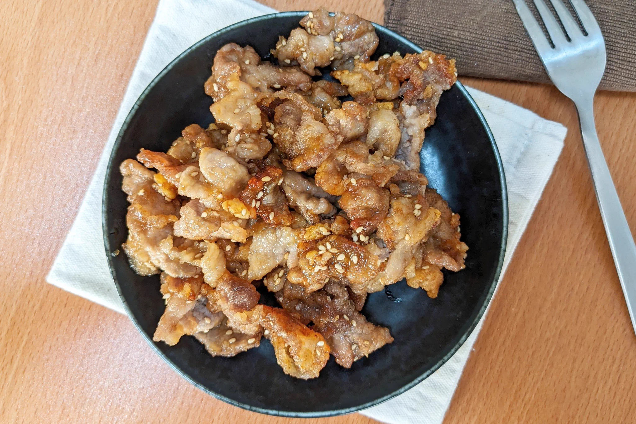 今日のおつまみはこれに決めた！「豚こまの甘辛唐揚げ」。