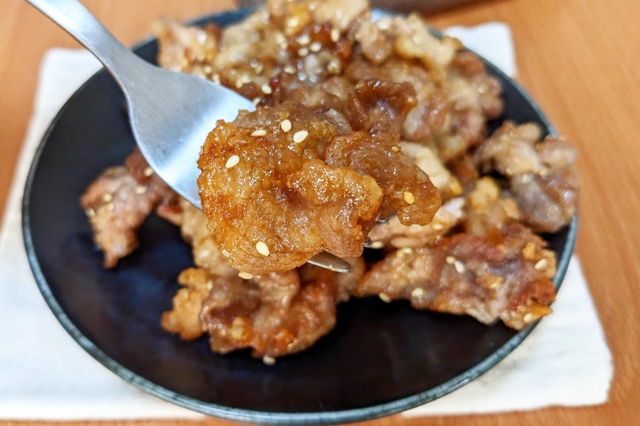 今日のおつまみはこれに決めた！「豚こまの甘辛唐揚げ」。