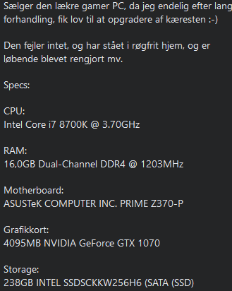 Sælger: TopData PC 🖱️

Træt af at være fanget i elo helvede? Tag tyren ved hornene og gør noget ved det. 

Bliv level 10 på FACEIT samt Global Elite på ingen tid.

#salg #gamer #pc #topdata #byd