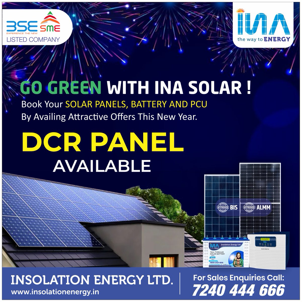 insolationenrgy's tweet image. This New Year, INA Solar is bringing amazing offers for your solar power needs, whether commercial or residential. We extend a special attractive rate offer for out DCR panels. 

Visit - insolationenergy.in to know more
Call : 7240 444 666.

#INASolar #DCRModules
