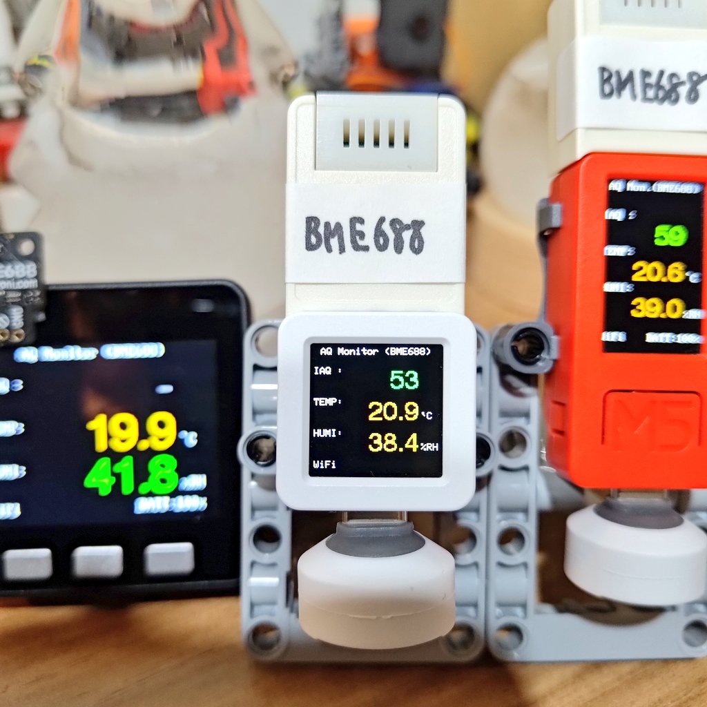mktechlab_net's tweet photo. BME688用プログラムの M5Unified による共通化、Arduino IDE(2.0.3) の Boards Manager で M5Stack 2.0.6 が追加されていたので ATOMS3 も試してみる。Bosch-BSEC2ライブラリもESP32-S3対応版が昨日リリースされていて無事動作。
#M5Stack #BME688 #空気質 https://t.co/fnHikenBFS