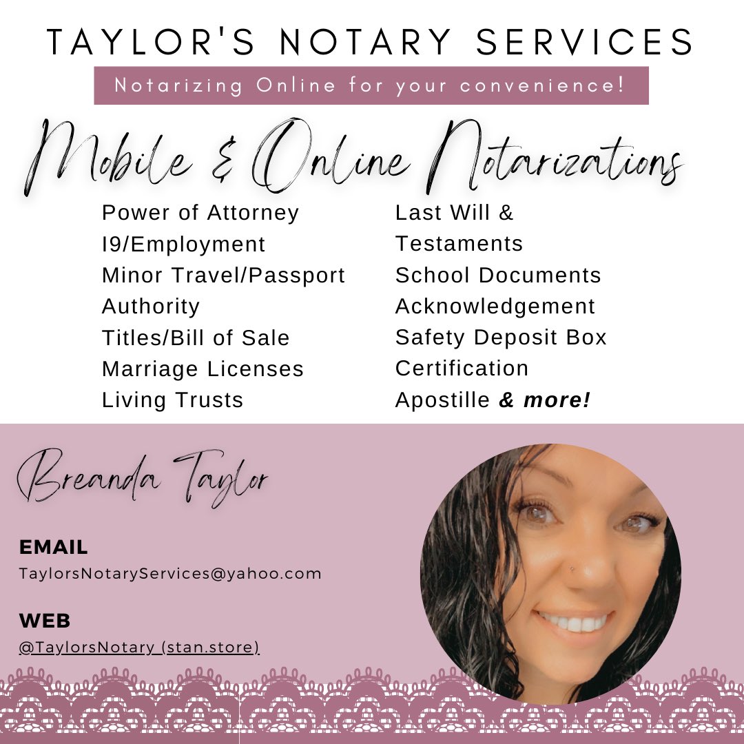 #Tallahassee #Florida #BigBend #NFL  #Leon #Taylor #Madison #Jefferson #Suwannee #Mobile #Notary #NotaryPublic #MobileNotary #RON #RemoteOnlineNotary #Apostille #ExpeditedFloridaApostille  📧: TaylorsNotaryServices@yahoo.com