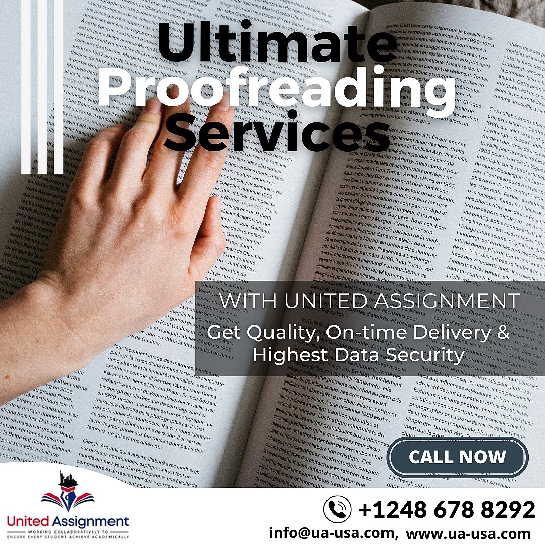 UnitedAssignme2's tweet image. Get an Ultimate Proofreading services at United Assignment. Call us now!
 
#speechtopics #Assignmenthelp #Assignment #AssignmentWriting #Assignments #EssayWriting #AssignmentHelper #HomeworkHelp #University #AssignmentStress #College #Student #usa #proofreading
