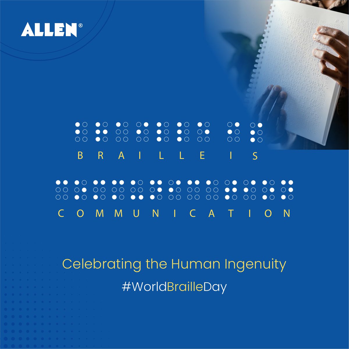 ALLENkota's tweet photo. Braille is much more than a communication tool; it's a source of Independence, increases literacy, creates equality, and provides access to opportunity.
#WorldBrailleDay #ALLENKota #braillewriting #braille https://t.co/GvjOzGzt2Z