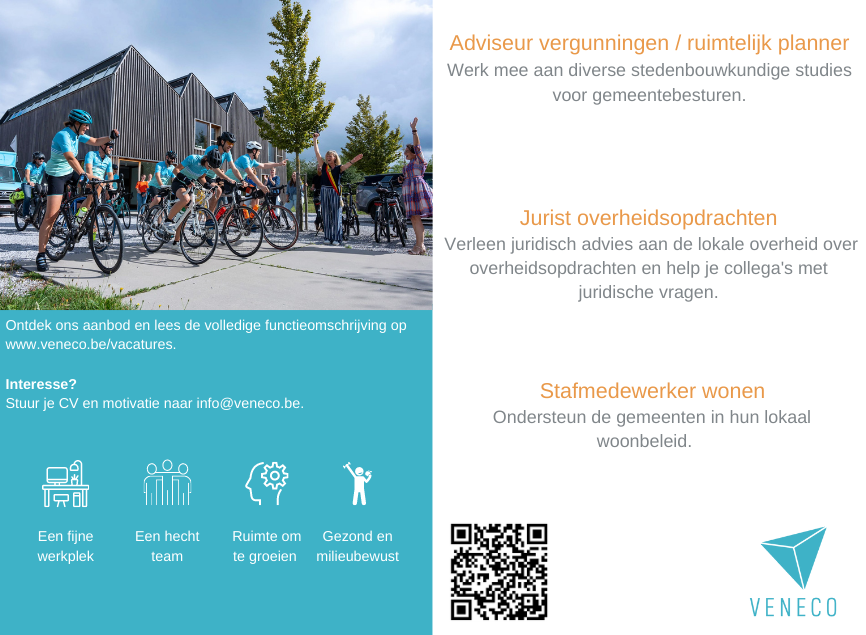 🎄Een nieuw jaar, een nieuwe job?

We zijn op zoek naar een:
🔹 Adviseur vergunningen / ruimtelijk planner
🔹 Jurist overheidsopdrachten
🔹 Stafmedewerker wonen

Bekijk het aanbod en de functieomschrijving op veneco.be/vacatures.