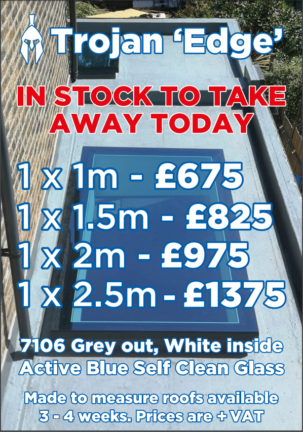In need of a flat roof?

We have stock sizes of Trojan Edge Flat roofs available in stock.

Anthracite in &amp; Anthracite Out frame

If you have any enquires, please check out our online shop on our website twsplastics.co.uk or pop in and see our sales team.