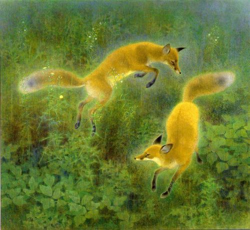 B_Strawbridge's tweet photo. Foxes - by Japanese artist Yamaguchi Kayo (1899 - 1984)

For anyone feeling out of kilter... this is my favourite painting in the world.  It won't fix you, or make your problems go away, but it may just lift your spirits for a moment or two... ☀️ https://t.co/DQKeujHhT4