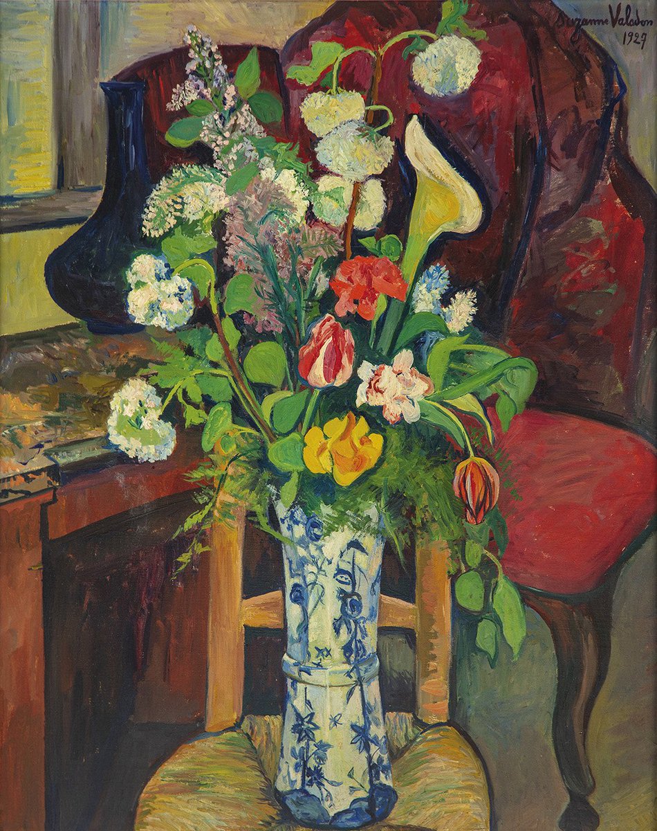 Vase of Flowers on a Chair 1927 #SuzanneValadon