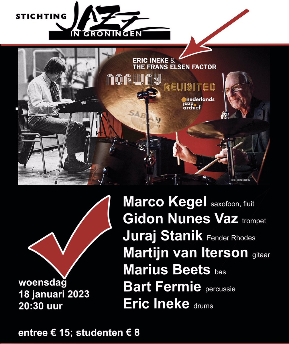 Stichting Jazz in Groningen (@jazzgroningen) on Twitter photo Op woensdagavond 18 januari spelen Eric Ineke & the Frans Elsen Factor stukken van het fantastische NJA-album Norway in Brouwerij Martinus! Meer info: stichtingjazzingroningen.nl/agenda/eric-in… #jazz #groningen #brouwerijmartinus <a href="/HetJazzarchief/">Ned. Jazz Archief</a> Op woensdagavond 18 januari spelen Eric Ineke & the Frans Elsen Factor stukken van het fantastische NJA-album Norway in Brouwerij Martinus! Meer info: stichtingjazzingroningen.nl/agenda/eric-in… #jazz #groningen #brouwerijmartinus <a href="/HetJazzarchief/">Ned. Jazz Archief</a>