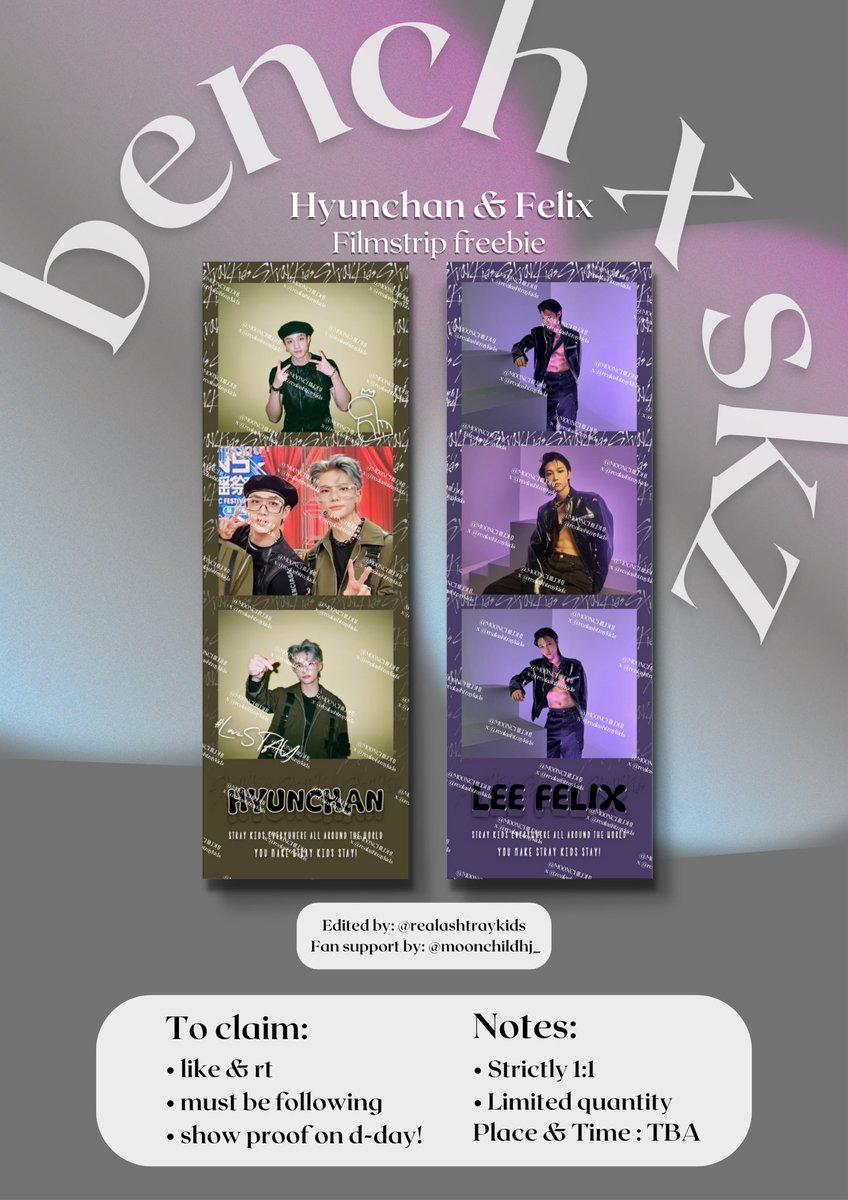˚₊·—̳͟͞͞♡#BENCHxSTRAYKIDS Hyunchan &amp; Felix Filmstrip freebie by @M00NCHILDHJ_ &amp; <a href="/realashtraykids/">ash</a> ♡ 

📍January 20, 2023  

♡ kindly check details on the photo

#StrayKidsxBENCH #StrayKids #StayWithBENCH