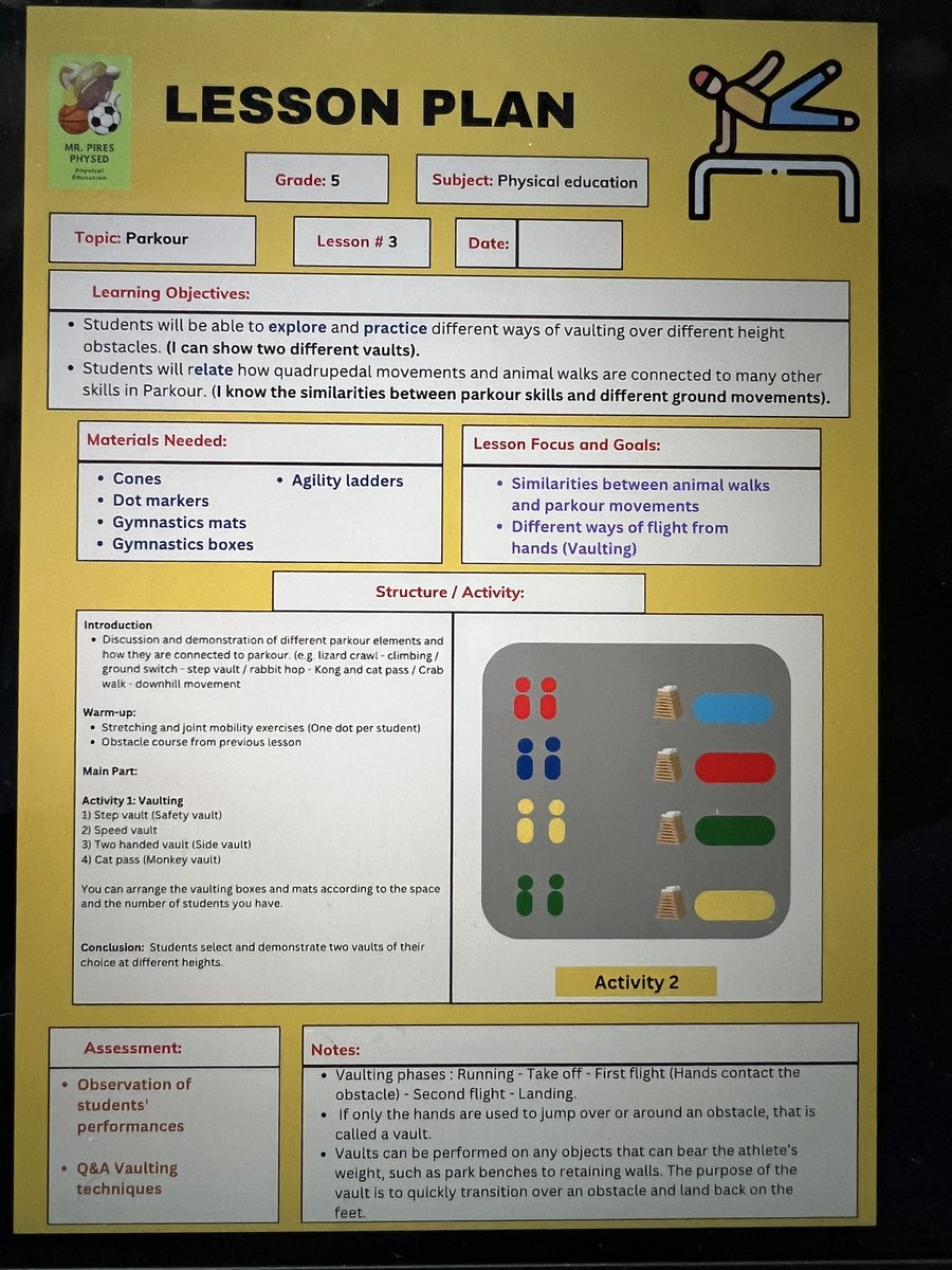 Many teachers have been showing a lot of interest in adopting Parkour to their PE curriculums. So I’ve decided to create a set pack including: unit and lesson plans for different levels, summative assessment rubrics, games/activities descriptions.