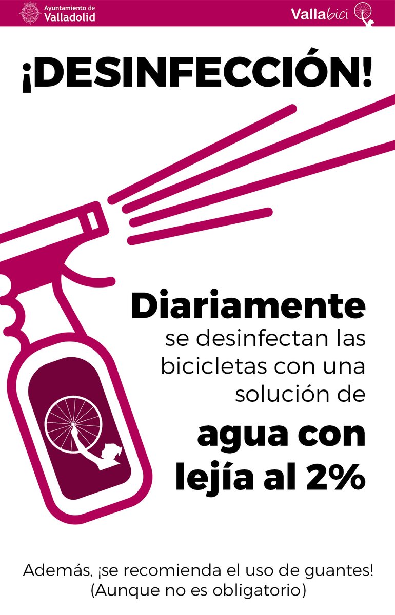 Vallabici's tweet photo. En #Vallabici trabajamos cada día para que nuestras #bicicletas, 🚲 #paradas y #tótems estén siempre limpios 🫧. ¡Así vuestra experiencia como usuario será de 💯! ¿Cómo lo hacemos? Utilizamos una solución de agua 🧽 con lejía al 2%.

________________
☎️ 674 211 842 https://t.co/EA5oupFa9K