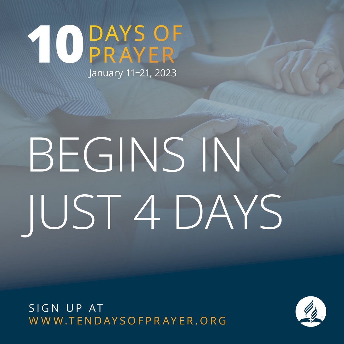 Only 4 days left until 10 Days of Prayer begins! Sign up today: tendaysofprayer.org/#signup