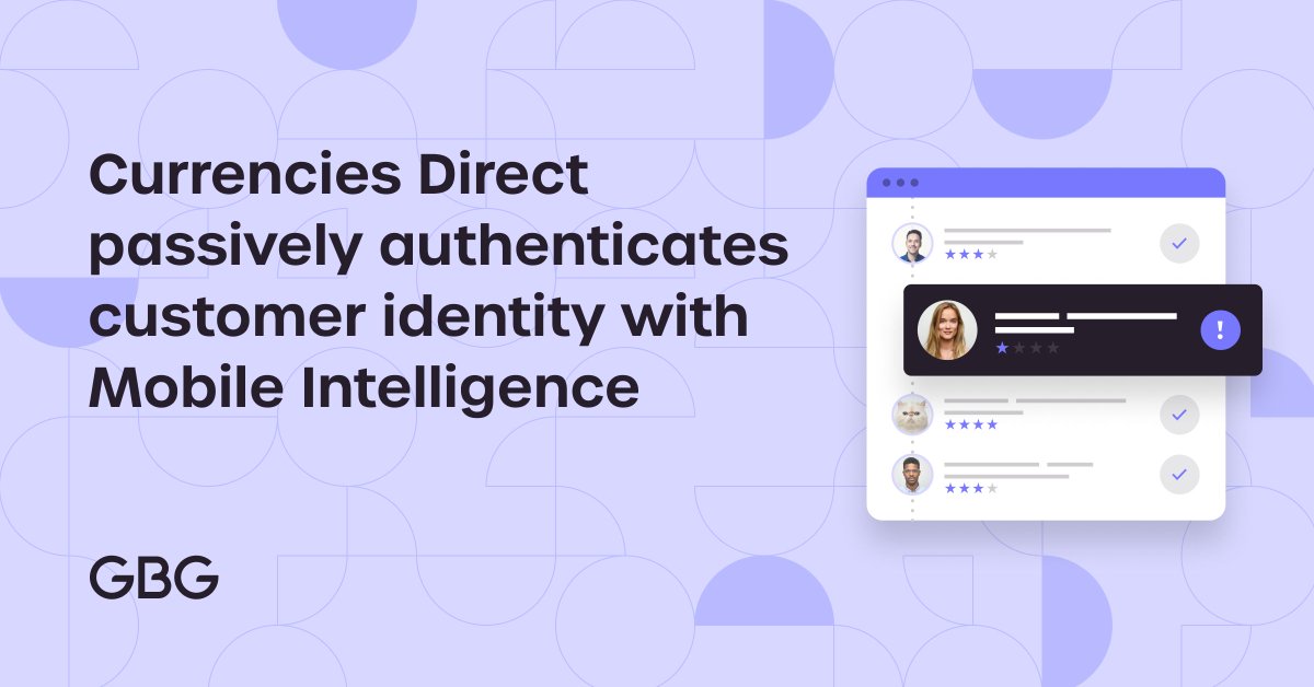 GBGplc's tweet image. Discover how @currenciesd put Mobile Intelligence to the test, adding an extra layer of identity authentication, detecting real-time fraud signals and stopping fraud before it happens. Get results: gbgplc.com/en/our-custome… #MobileIntelligence #Fraudprevention #Buildtrust