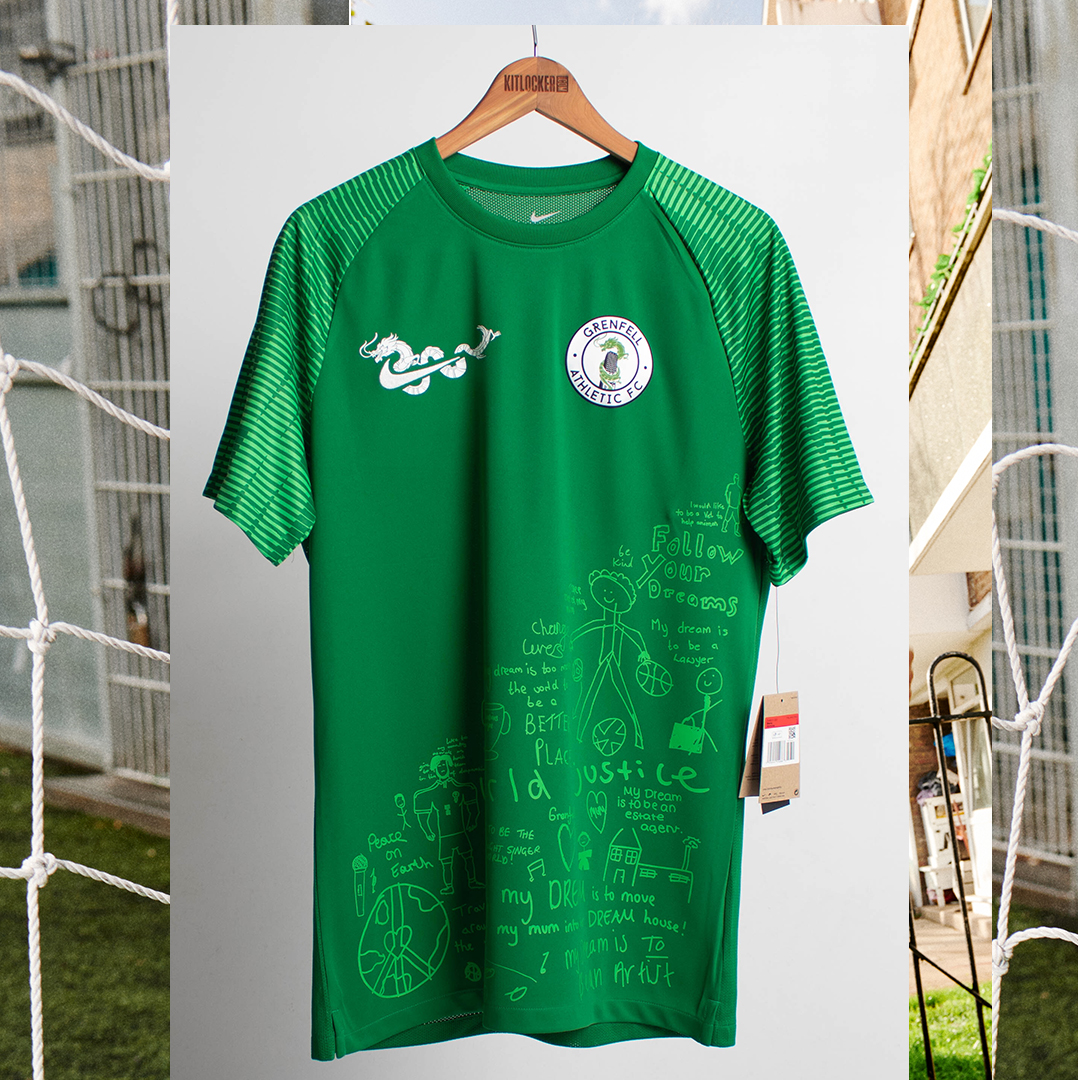 classicshirts's tweet photo. Grenfell Athletic 🐉

A Sunday league team that was set up immediately after the tragedy 5 years ago, Grenfell Athletic released this shirt towards the end of last year.

The ‘Dragon Swoosh’ kit has been co-designed by children living within the local community. https://t.co/9Zj5cyLVnl