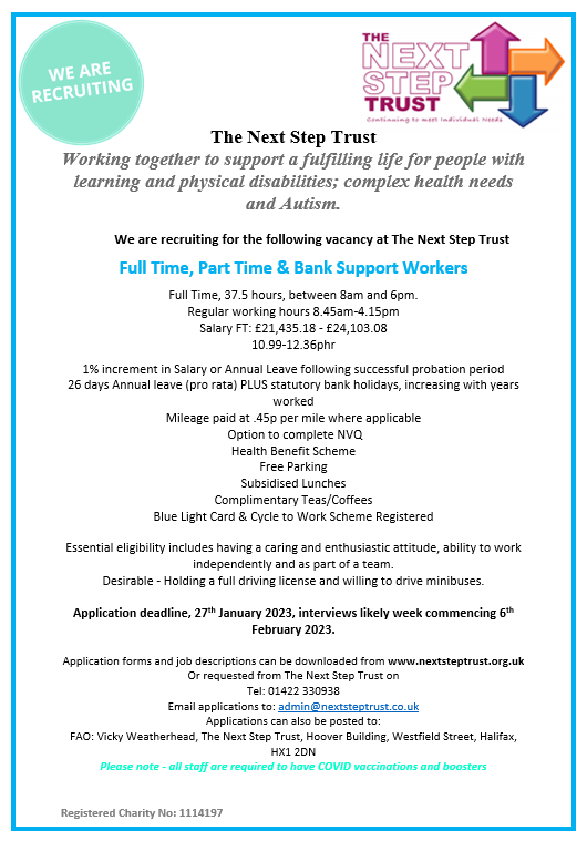 nextsteptrust's tweet image. 🤩We are on the lookout for a few superstars to join our team! Are you a kind and caring person looking for a change? Have a nosey on our website for further info..  nextsteptrust.org.uk/jobs/vacancies/