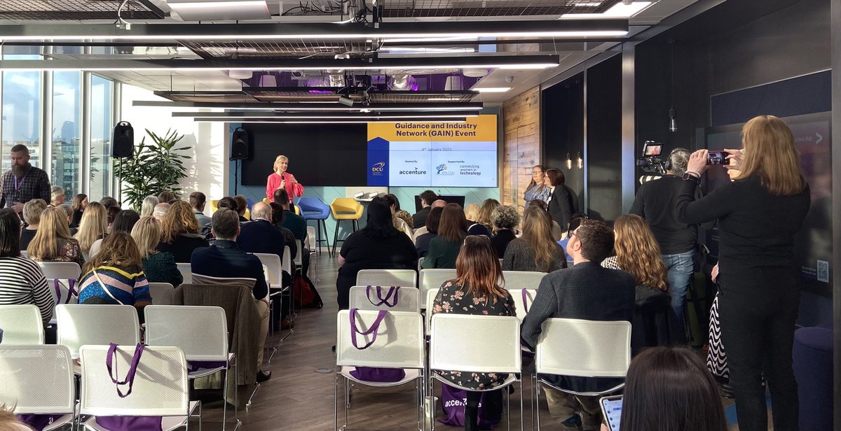 STHollingum's tweet photo. ⁦@PaulaNeary1⁩ kicking off the #GAIN2023 event to bring Guidance counsellors and industry together in collaboration with ⁦@DCU⁩, ⁦@CWITirl⁩, ⁦⁦@30percentclubIE⁩ hosted by ⁦@Accenture_Irl⁩ https://t.co/To6CVvDfzq