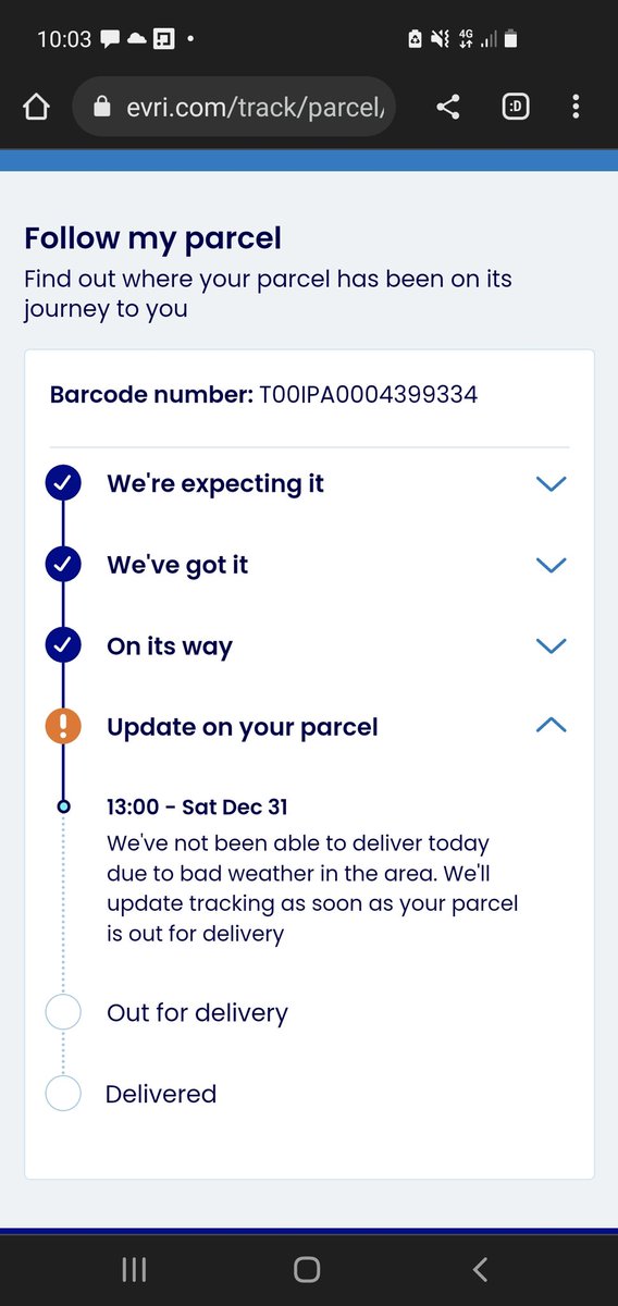 Bethyann_x's tweet photo. I really have no hope on getting my @OliverBonas parcel from Evri do I? https://t.co/4woJnqYQkF