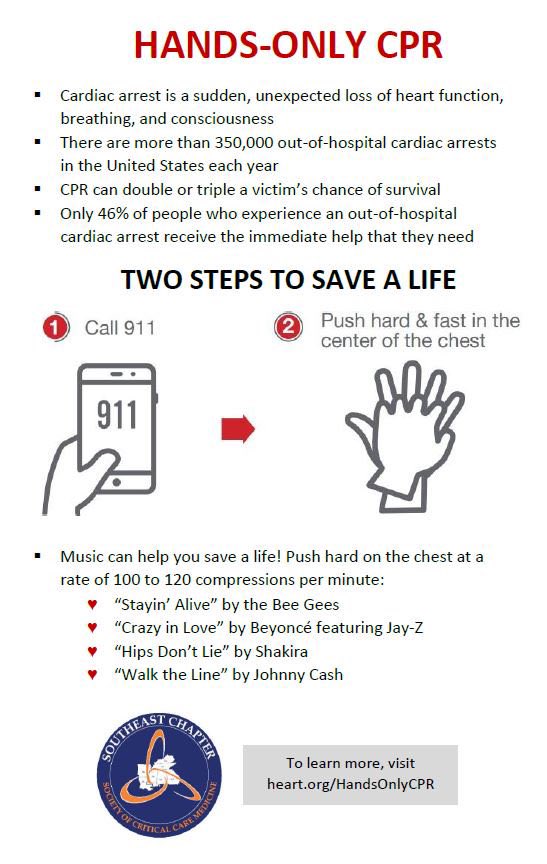 Now is a good time to review our #BiteSized #HandsOnlyCPR infographic. Please share, it could save a life!