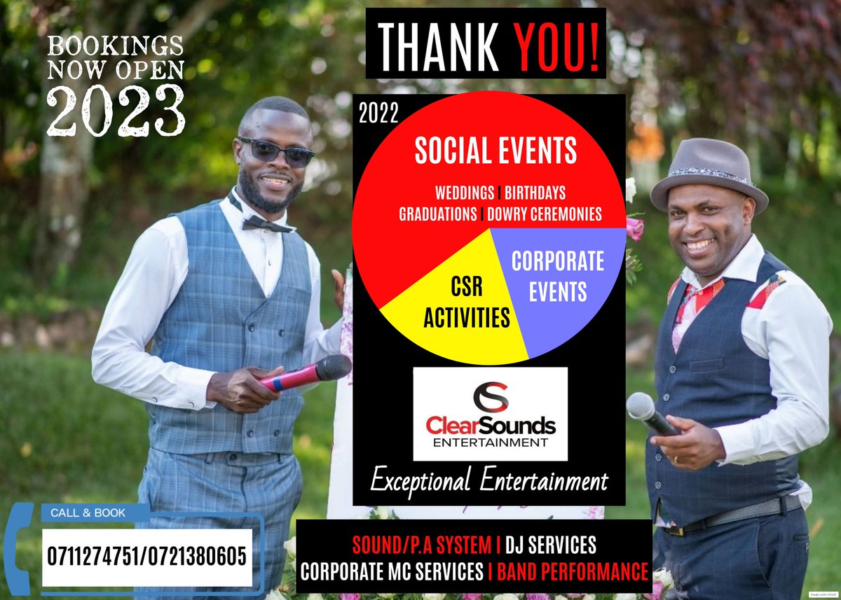 TecheraMwinami's tweet photo. Because of you 2022 was a huge success 🙏🏾, 
Because of you 2023 will be bigger and better💪🏾

Keep your bookings coming!

Galana Kulalu Banks Njanuary Mudavadi Mikel Gachagua Rishi Nunez Babu Owino Absa Co-op Stanchart Hawi Nairobi Vieira Kaleidoscope Titus Njau Bob Marley https://t.co/54lXy86sMP