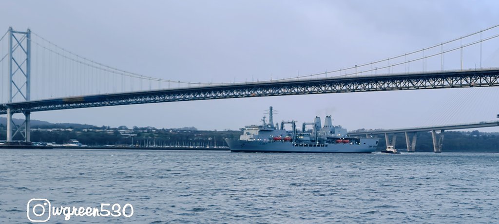 WGreen530's tweet image. . @RFAFortVictoria passing under @TheForthBridges this morning after departing Crombie 

@NavyLookout @RNinScotland @RoyalNavy @RFAHeadquarters @WarshipCam @HMNBDevonport