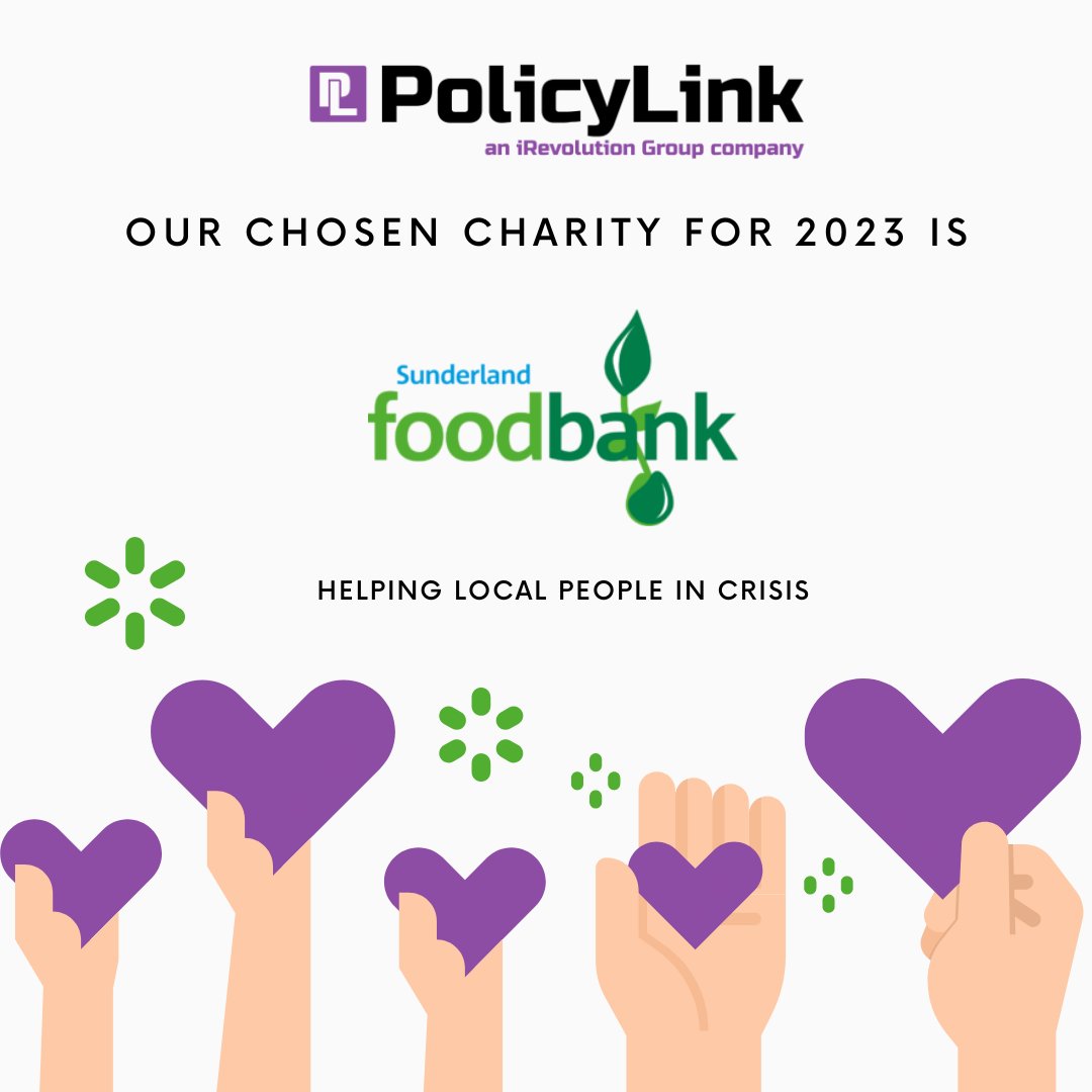 The staff here at Policy Link have voted, and we are delighted to announce, our chosen charity for 2023 is  Sunderland Foodbank.

To support our local area during the current cost of living crisis we will be organising and taking part in various fundraising events throughout 2023