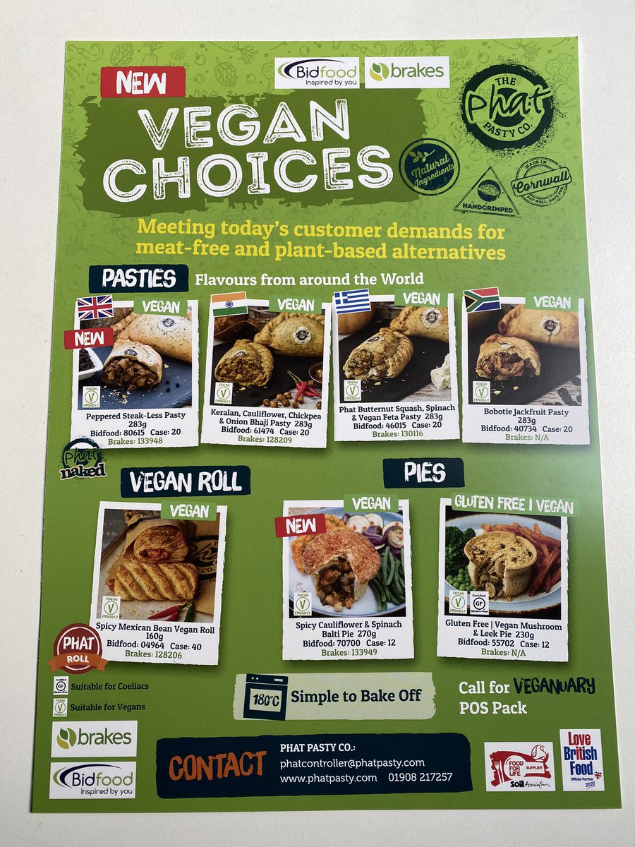 We have Veganuary covered ! 4 plant-based handmade pasties, 2 premium pies and 2 vegan rolls. All 100% meat-free, soya free and vegan friendly. Our Peppered Steak-less Vegan Pasty Won the 2022 World Pasty Championship as Cornwalls best Savoury Pasty ! Happy Veganuary.