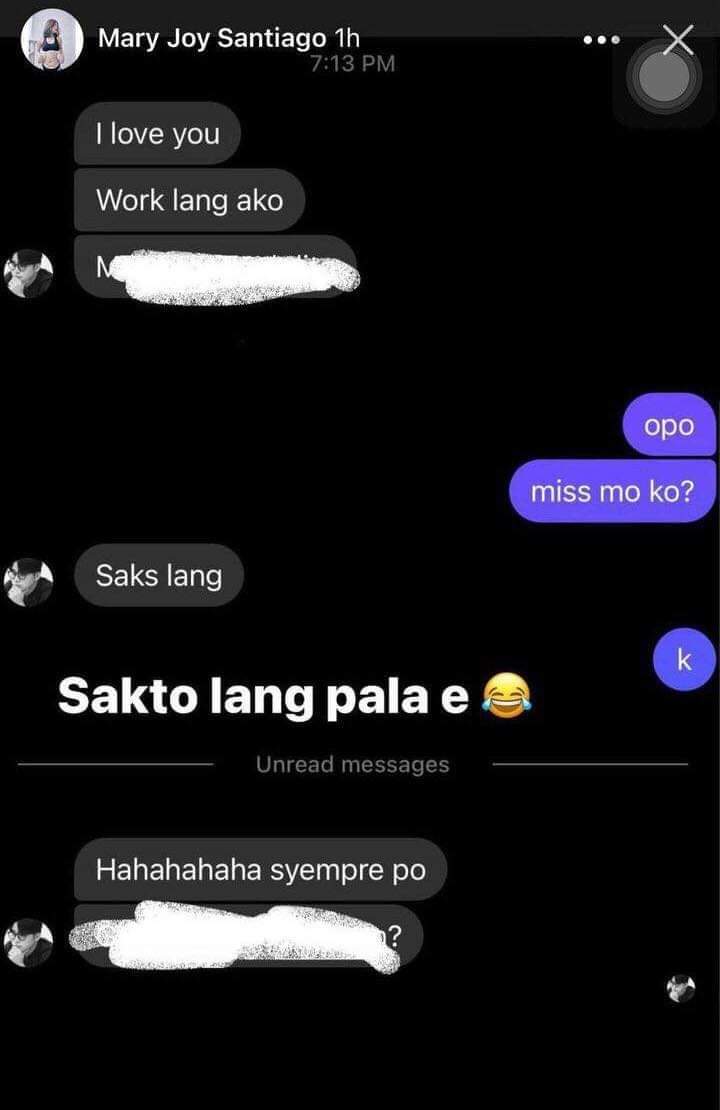 IsDatThru's tweet photo. Here's some screenshots of their convos
Mccoy and Mary Joy Santiago cheating on Elisse 

ctto... https://t.co/3oSzMOS7Qn