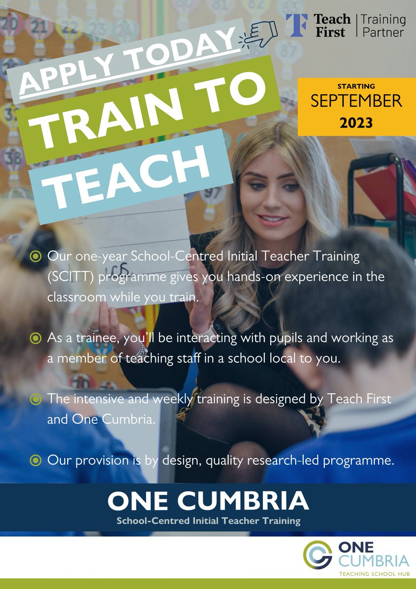 Start with #2023goals in January and begin your #journey to become a #Teacher Train with like minded #professionals and #changelives in #CUMBRIA and beyond! <a href="/TeachFirst/">Teach First</a> #educatorsjobs #EducationForAll